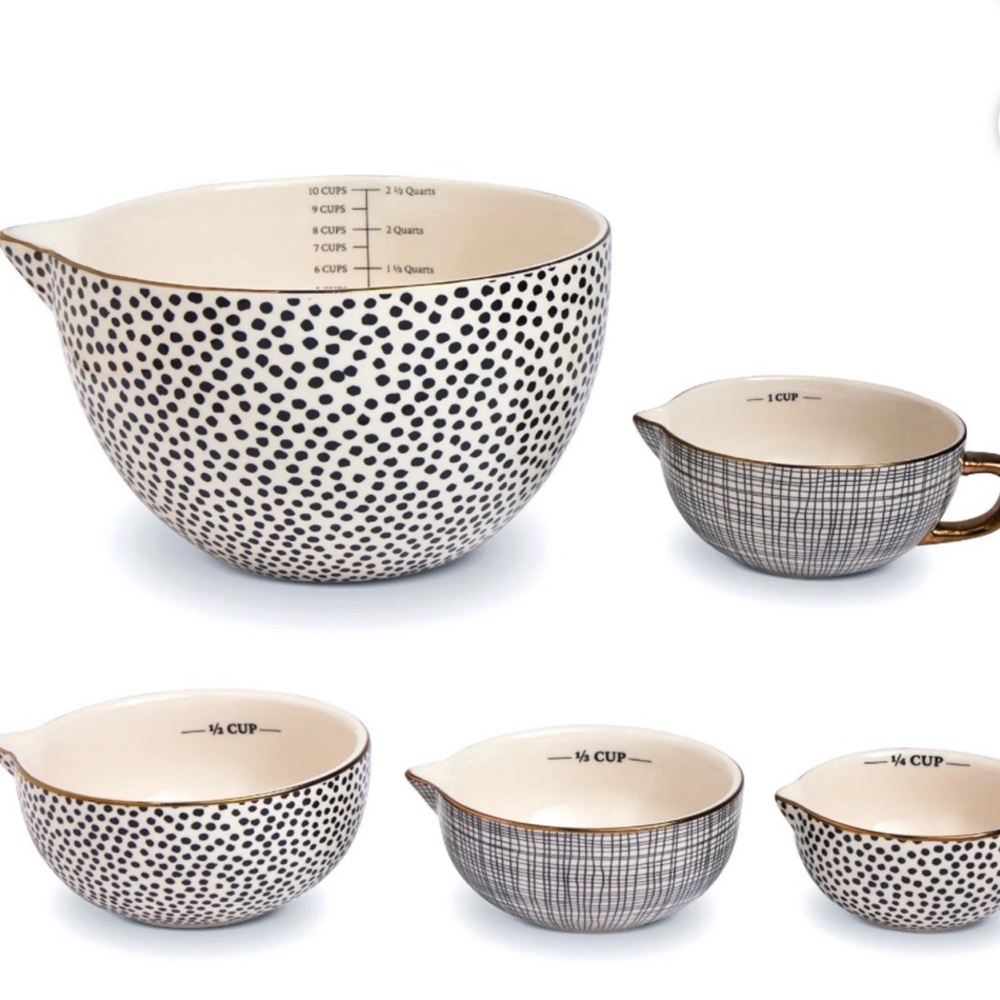 Thyme & Table 5-Piece Ceramic Mixing Bowl Set Dot Patterned - Walmart